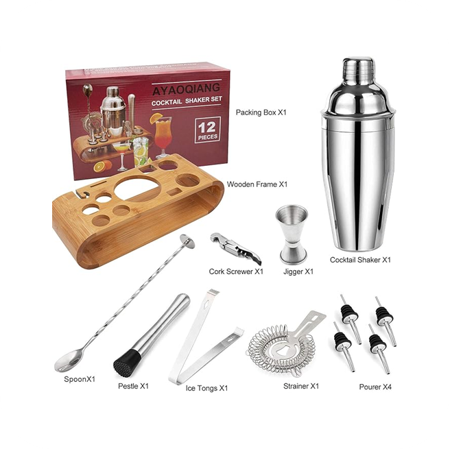12 Piece Cocktail Shaker Set 750ml